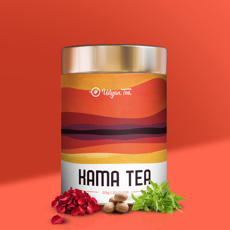 Kama Tea tin with rose petals and ginger