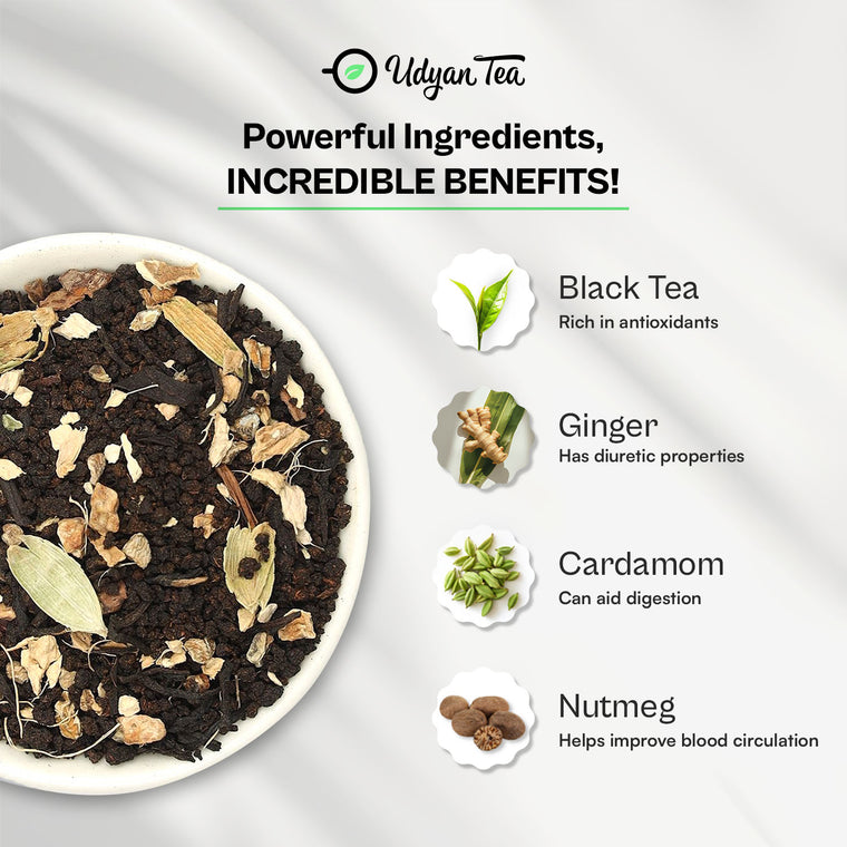 Calcutta Street CTC Chai blend with black tea, ginger, cardamom and nutmeg