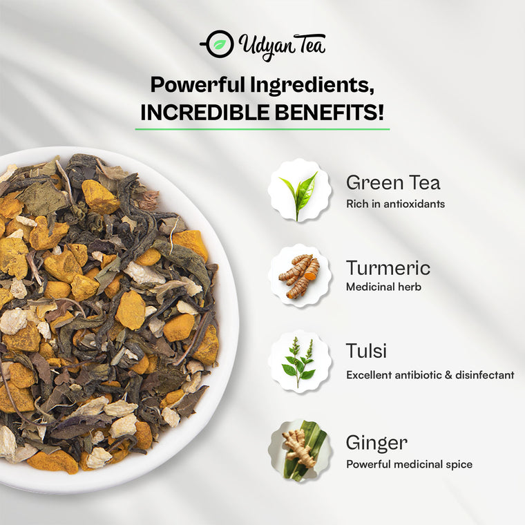 Turmeric Spice blend with green tea, turmeric, tulsi and ginger