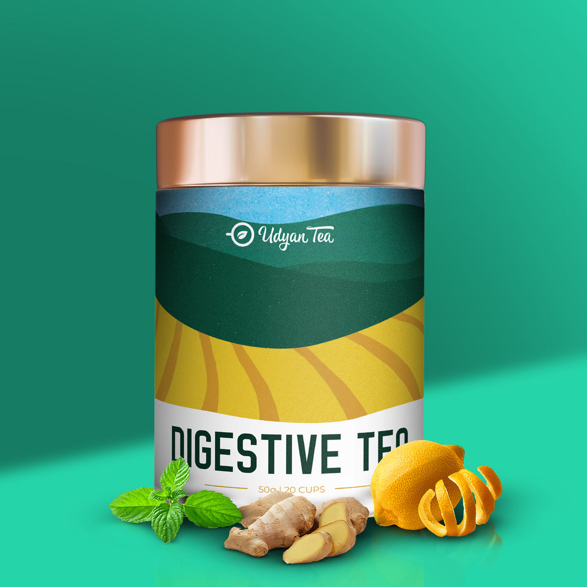Digestive Tea tin with ginger, mint and lemon