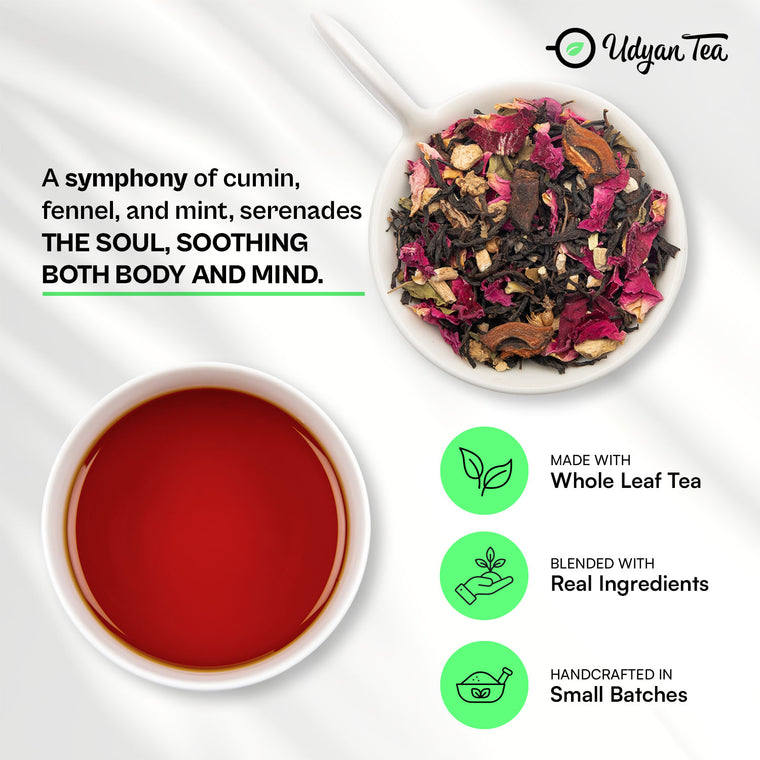 Kama Tea blend and a cup of brewed tea