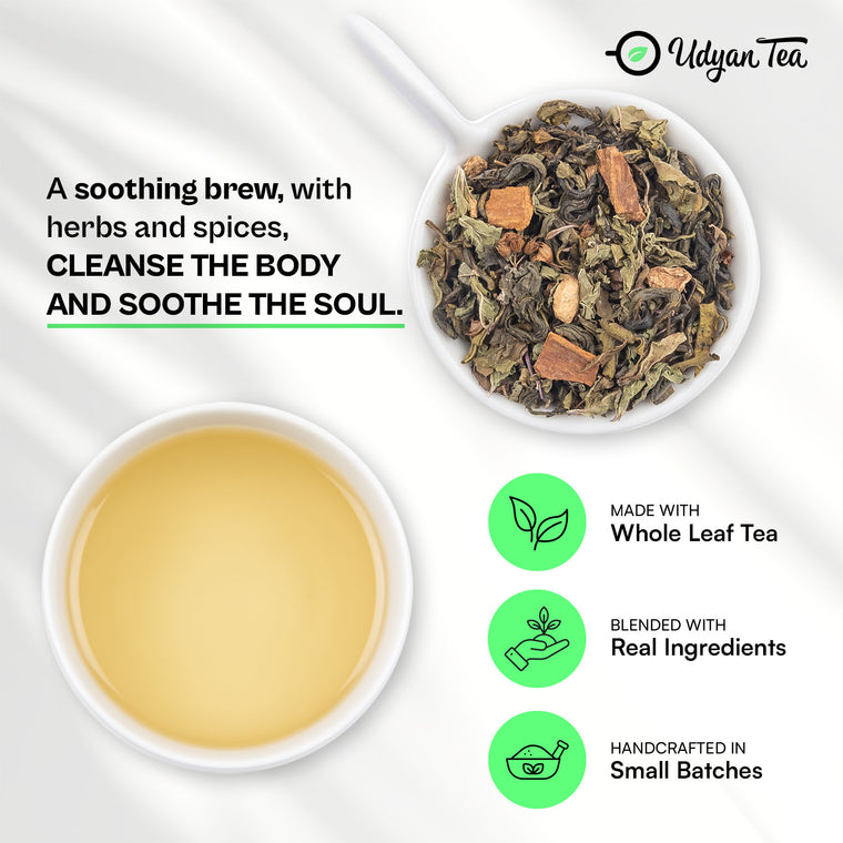 Detox Tea blend and a cup of brewed tea