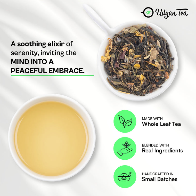 Yoga Tea blend and a cup of brewed tea