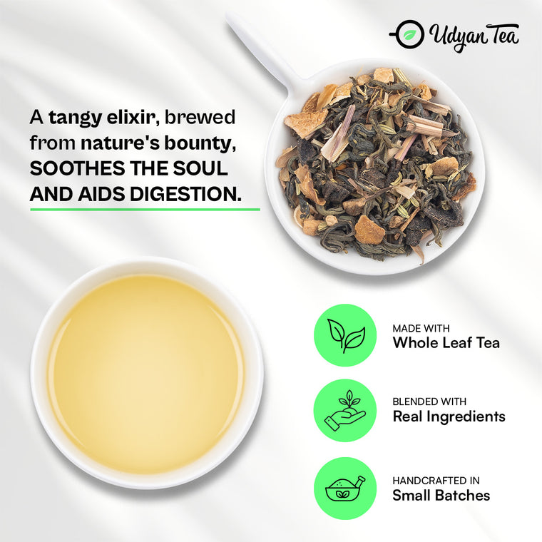 Slimming Tea blend and a cup of brewed tea