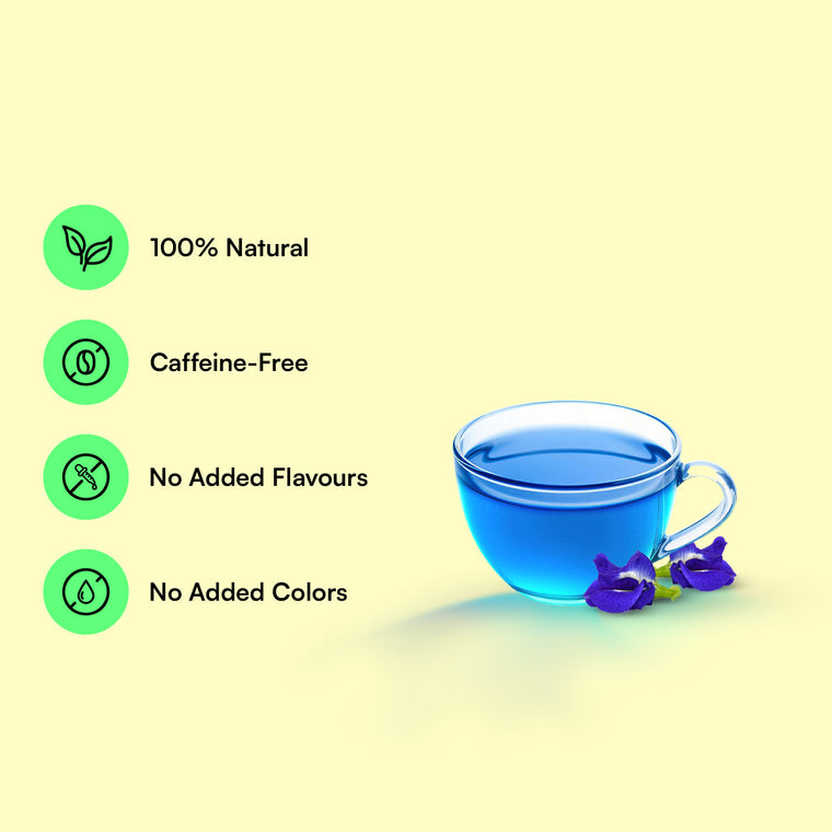 Blue Pea Pure Herbal Tea: caffeine-free, no added flavours or colours