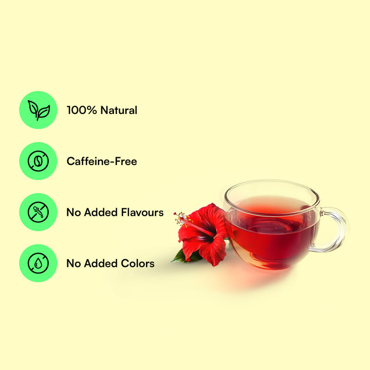 Hibiscus Pure Herbal Tea: caffeine-free, no added flavours or colours