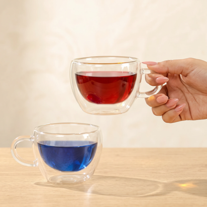 Stellar Double Wall Glass Tea Cups – 200 ml, Set of 2