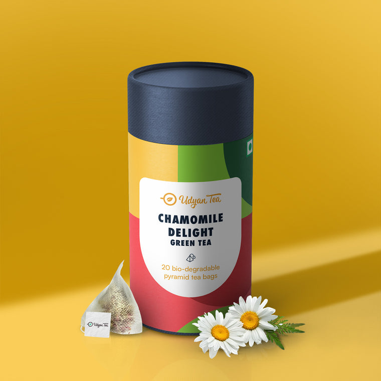 Chamomile Delight Green Tea, pack of pyramid tea bags
