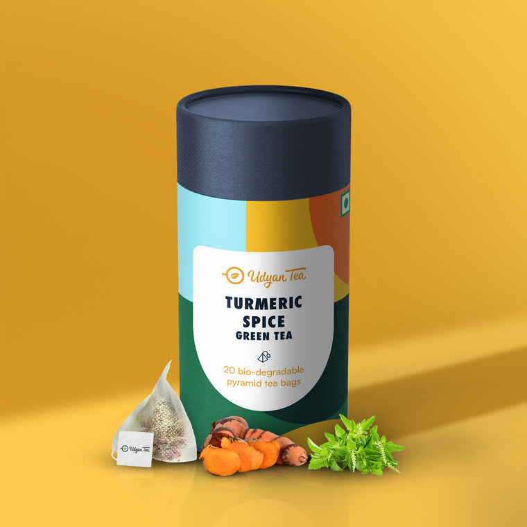 Turmeric Spice Green Tea, pack of pyramid tea bags