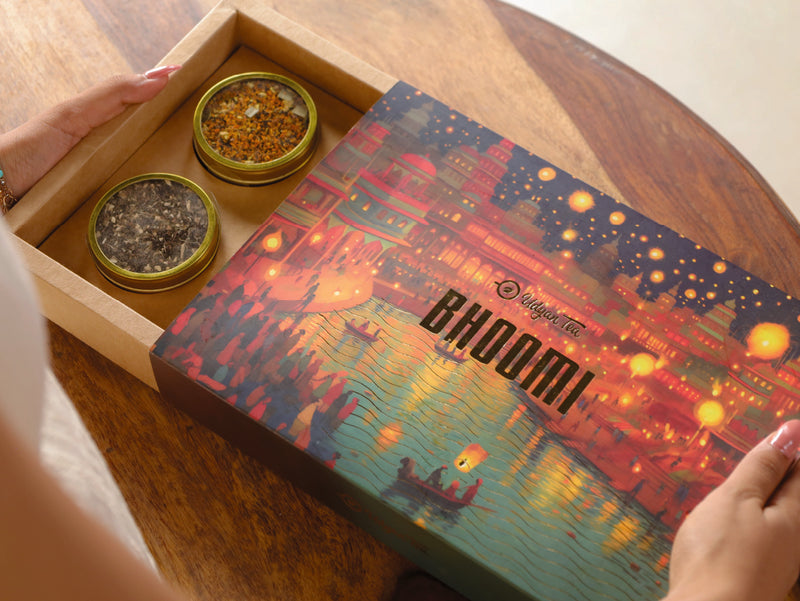 Craft paper box with Diwali focussed artwork