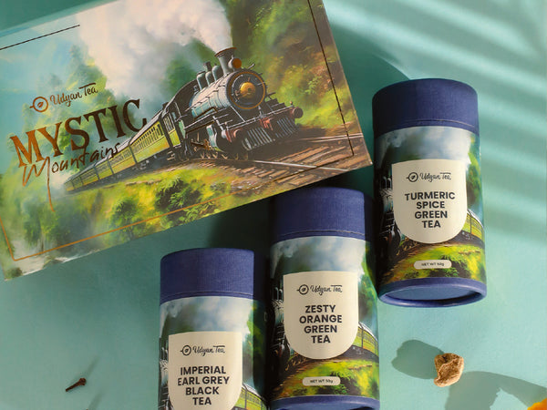 Premium tea gift box with 50g paper canisters