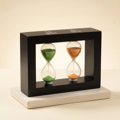 Happy Hour tea timer, front view on a stone base