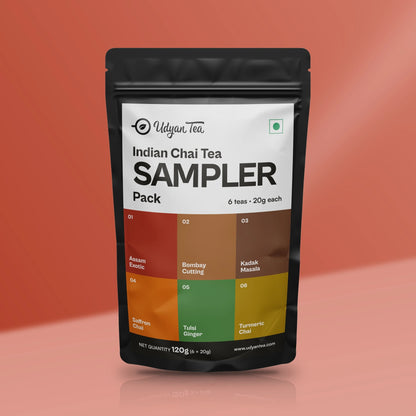 Indian Chai Tea Sampler Pack, front of the pack