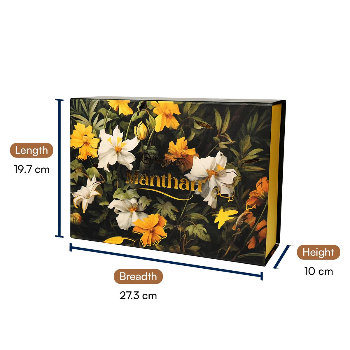 Manthan gift box with dimensions: 27.3 cm x 19.7 cm x 10 cm