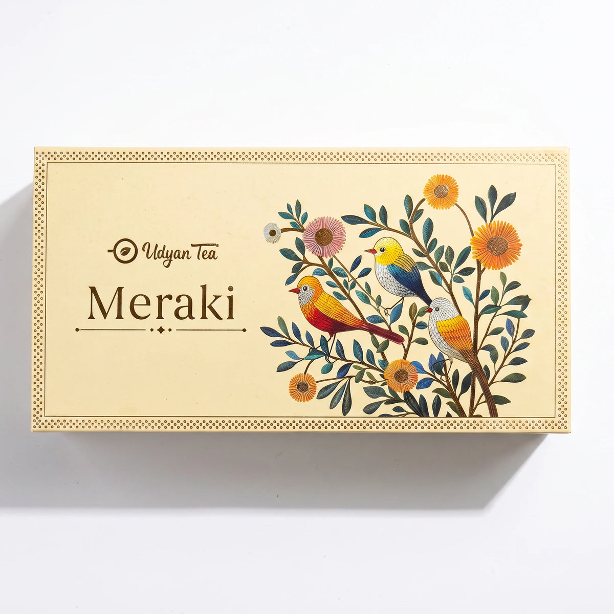 Meraki tea gift box, closed, on a white background