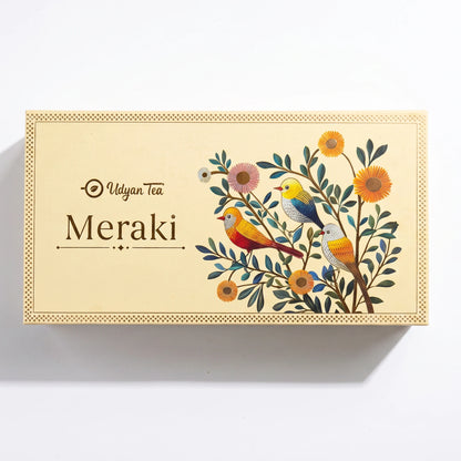 Meraki tea gift box, closed, on a white background