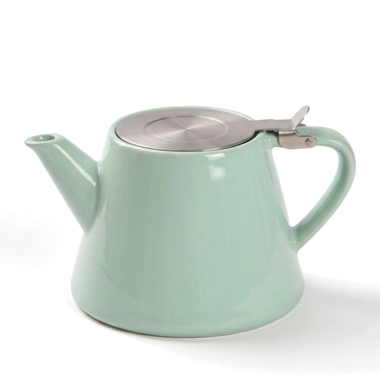 Muse ceramic teapot with infuser, Aqua Blue, on a white background