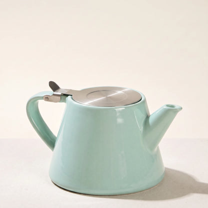 Muse ceramic teapot with infuser, Aqua Blue, side view