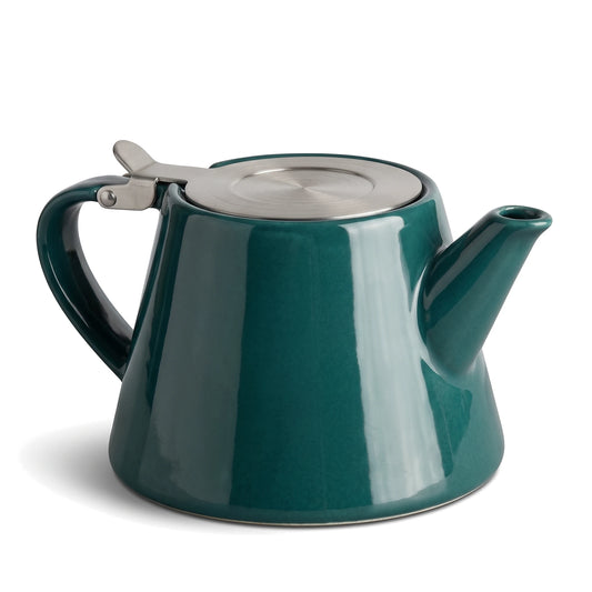 Muse ceramic teapot with infuser, Jade Green, on a white background