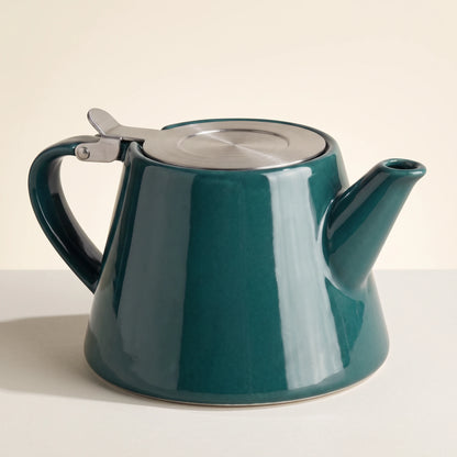 Muse ceramic teapot with infuser, Jade Green, side view