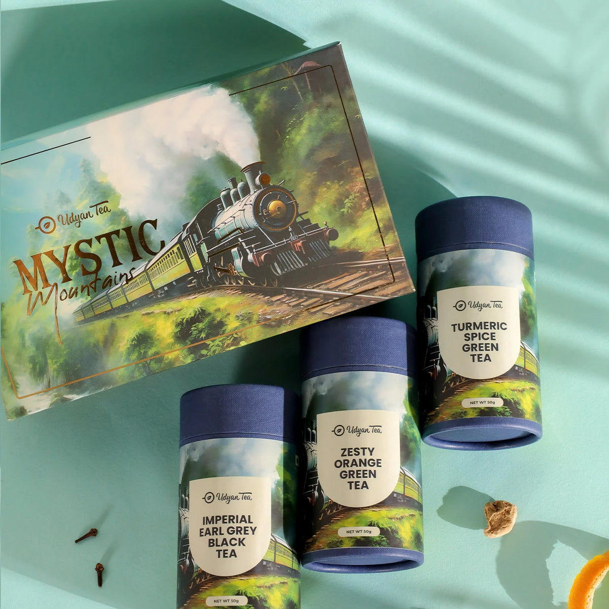 Mystic Mountains Tea Gift Box, styled photo (1)