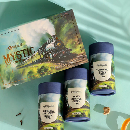 Mystic Mountains Tea Gift Box, styled photo (1)