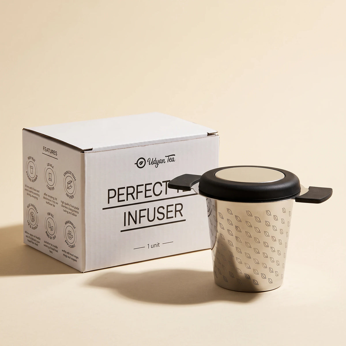 Perfect tea infuser, next to its box