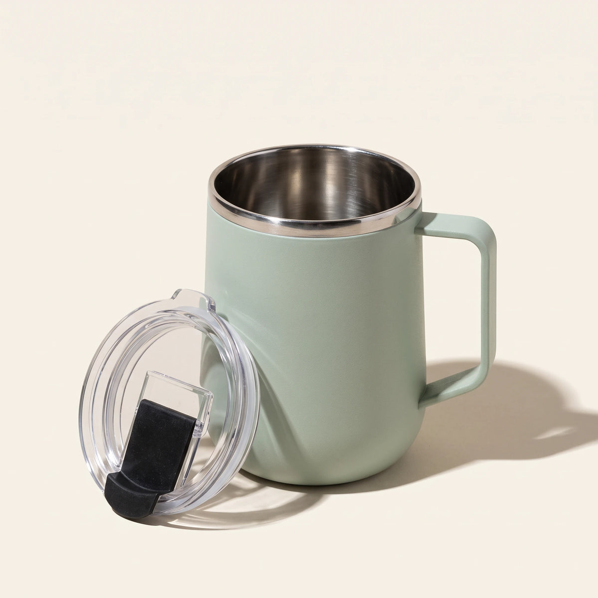 Pulse travel mug, Mint Green, with lid removed