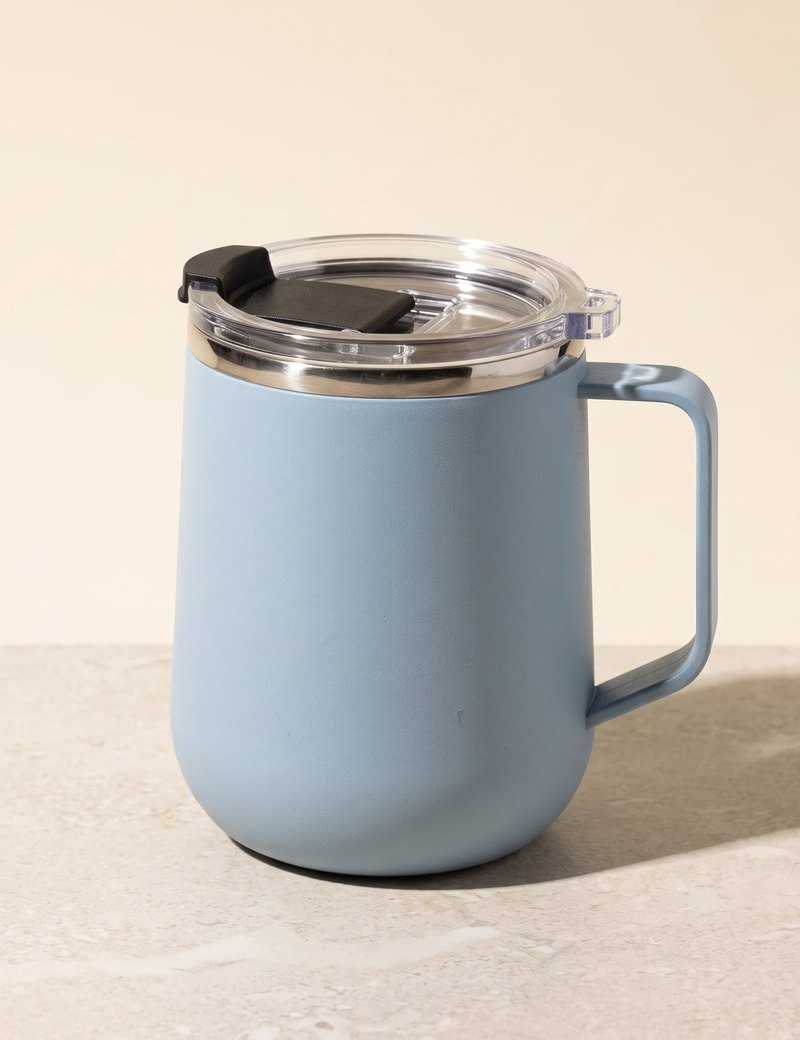 Pulse travel mug, Frost Blue, side view