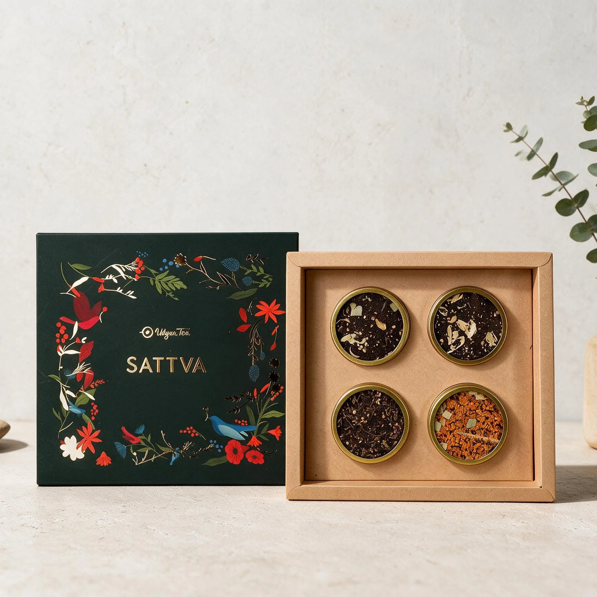 Sattva Tea Gift Box, styled photo (1)