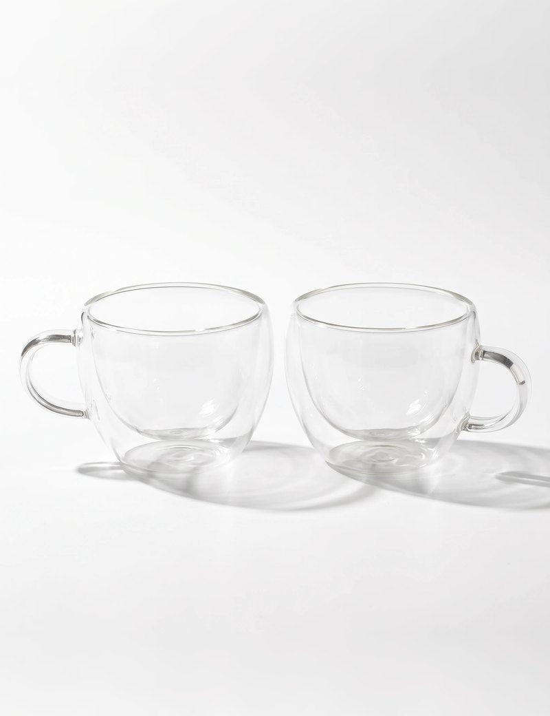 Stellar double wall glass tea cups, set of 2