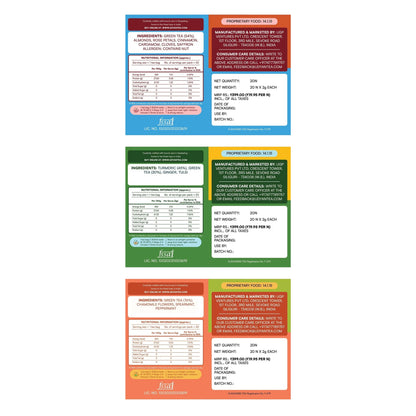 Tea Discovery Pack: back labels with ingredients and nutrition information
