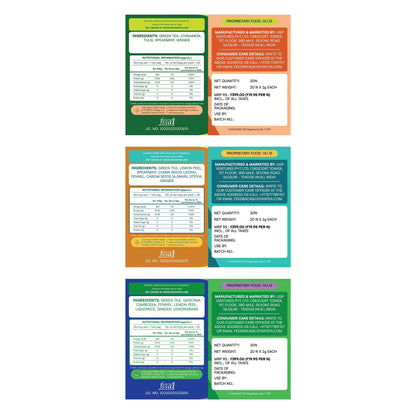 Tea Discovery Pack: back labels with ingredients and nutrition information