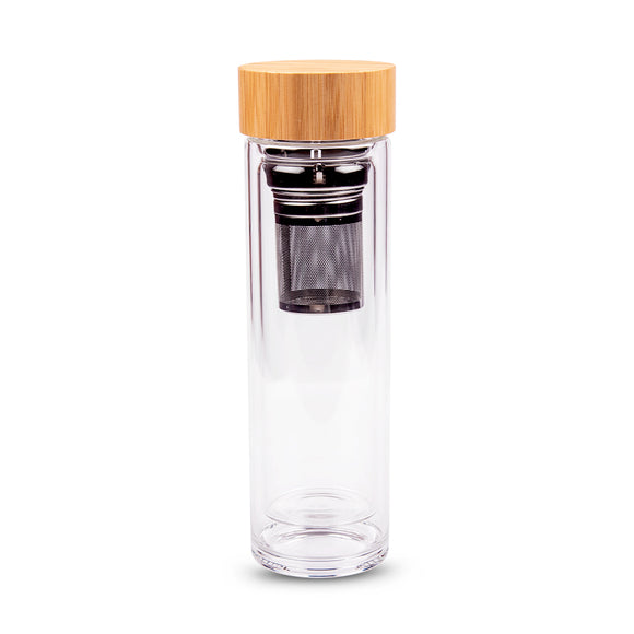 Maple Double-Wall Travel Glass Bottle