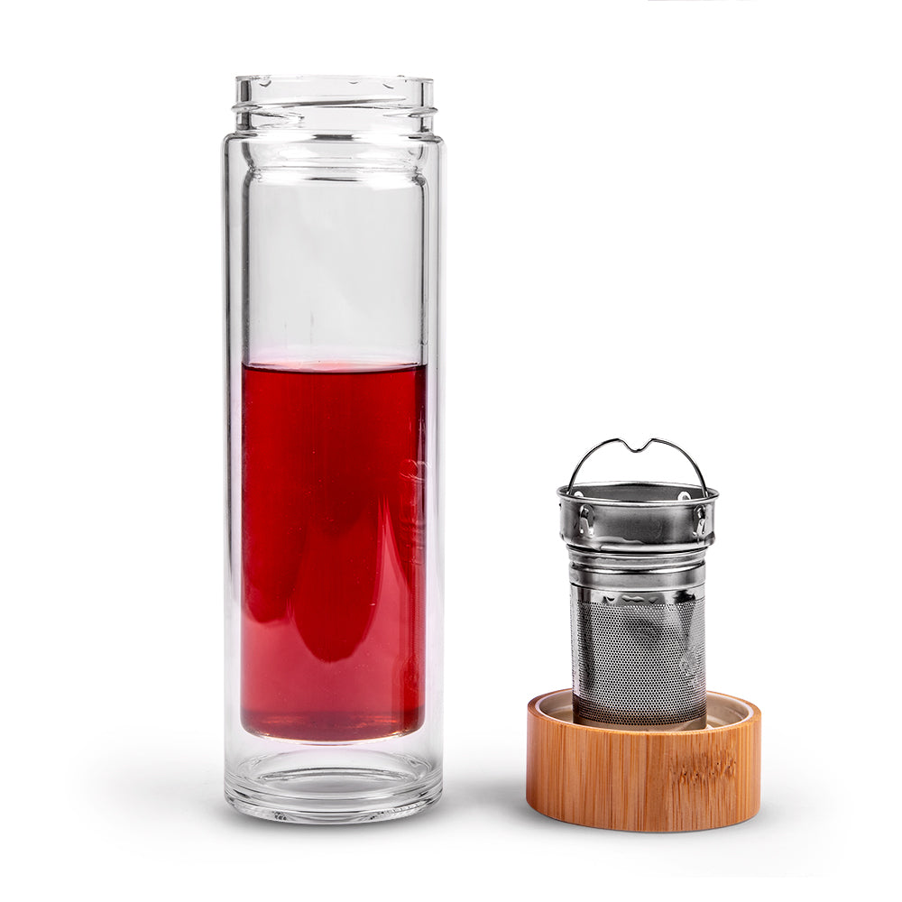 Maple Double-Wall Travel Glass Bottle