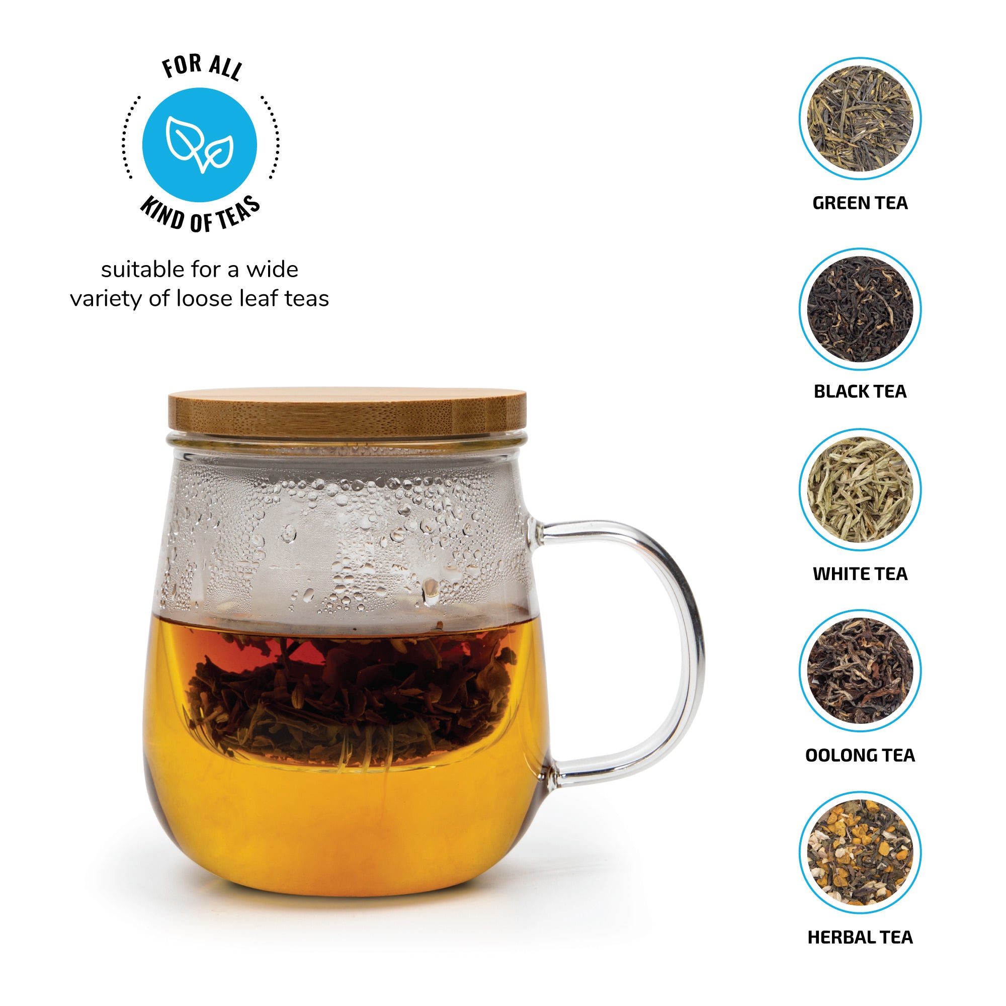 Large Glass Mug w/Infuser 500ml — Mandala Tea